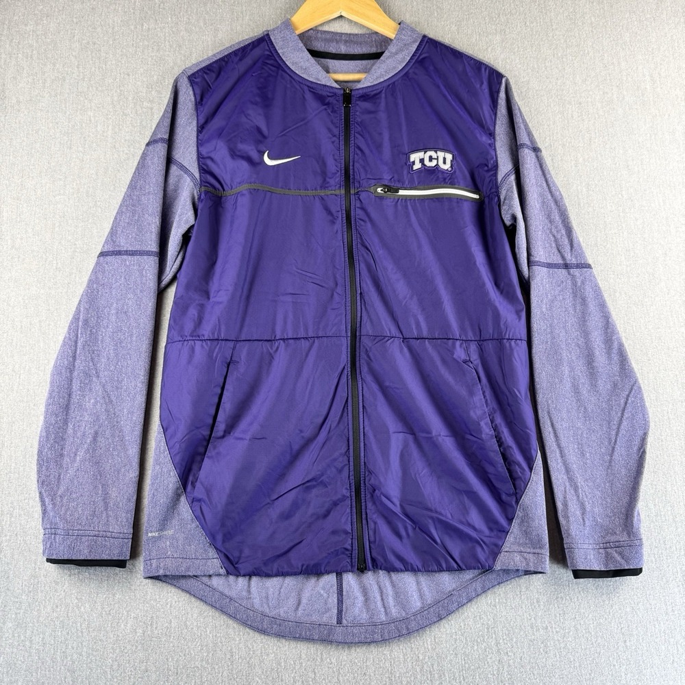 Nike Shield TCU Horned Frogs Jacket Small Purple Full Zip NCAA Running Training